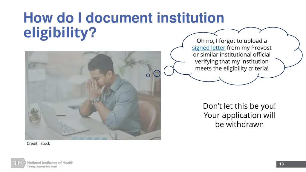 how do i document institution eligibility