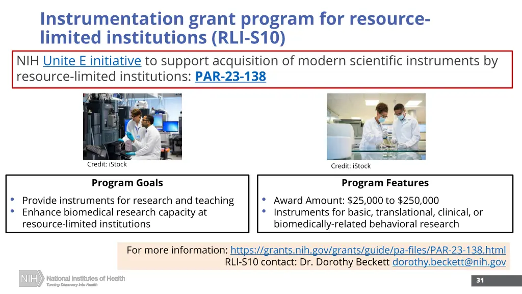 instrumentation grant program for resource