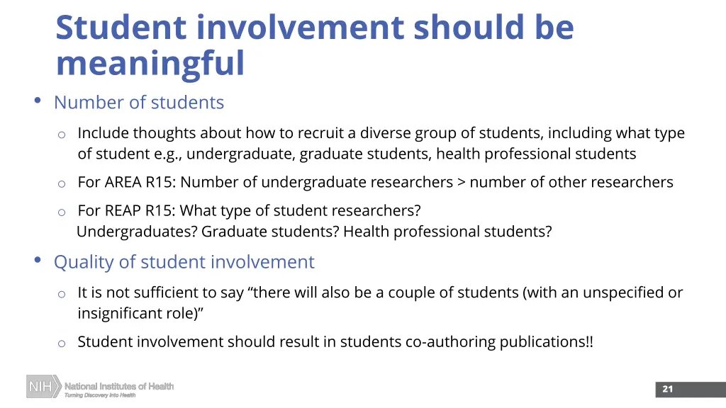 student involvement should be meaningful number