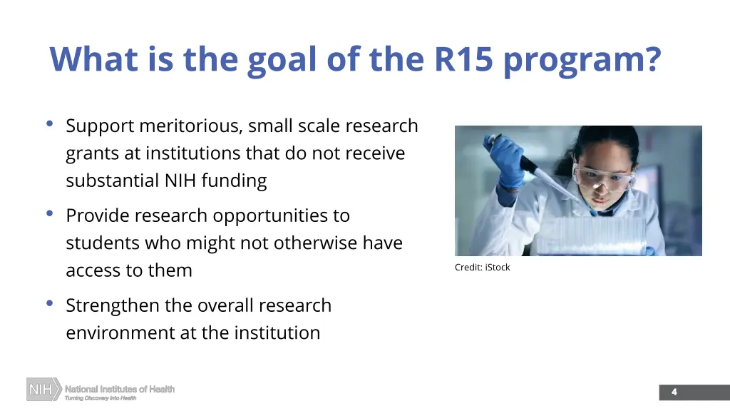 what is the goal of the r15 program