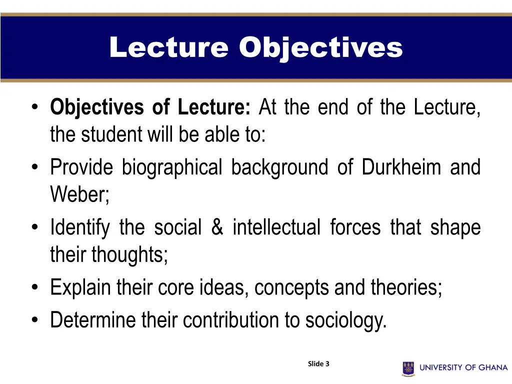 lecture objectives