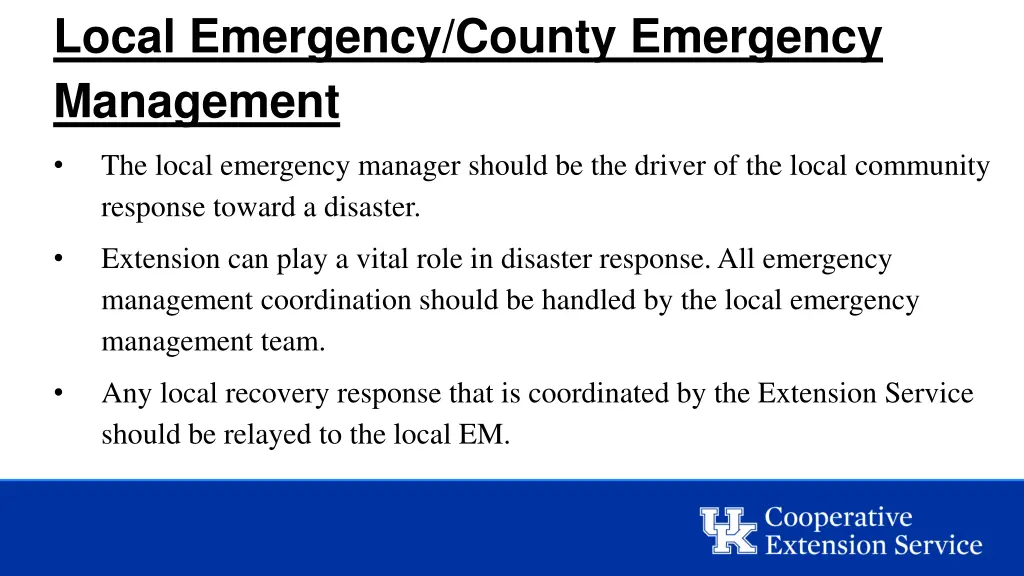 local emergency county emergency management