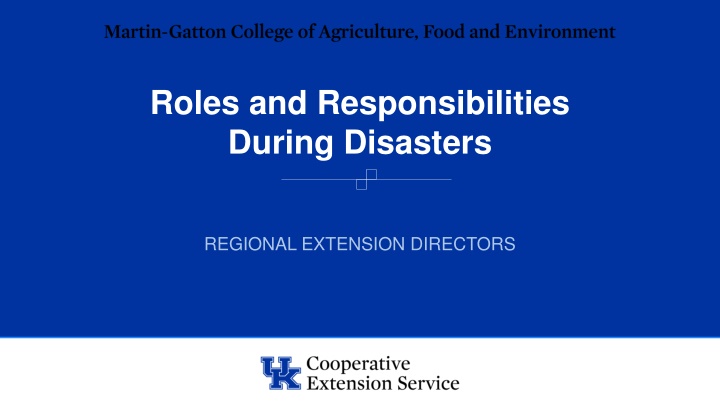 roles and responsibilities during disasters