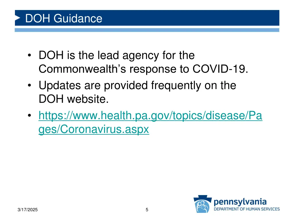 doh guidance