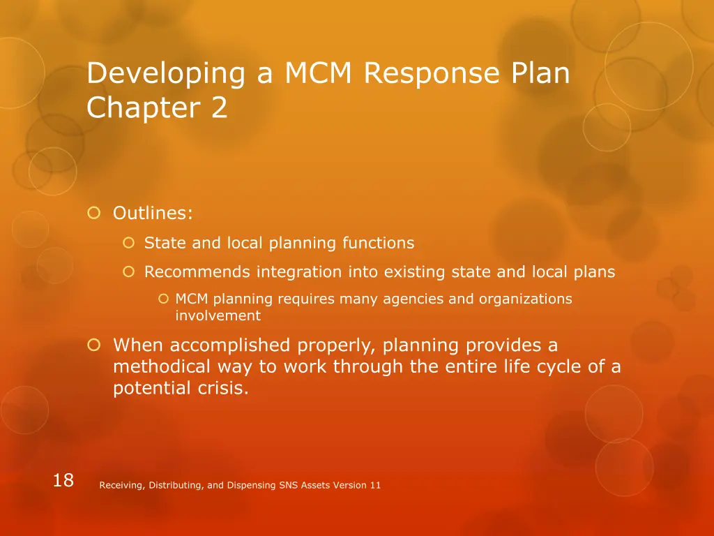 developing a mcm response plan chapter 2