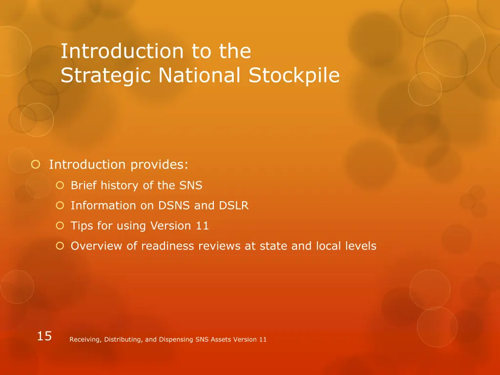 introduction to the strategic national stockpile