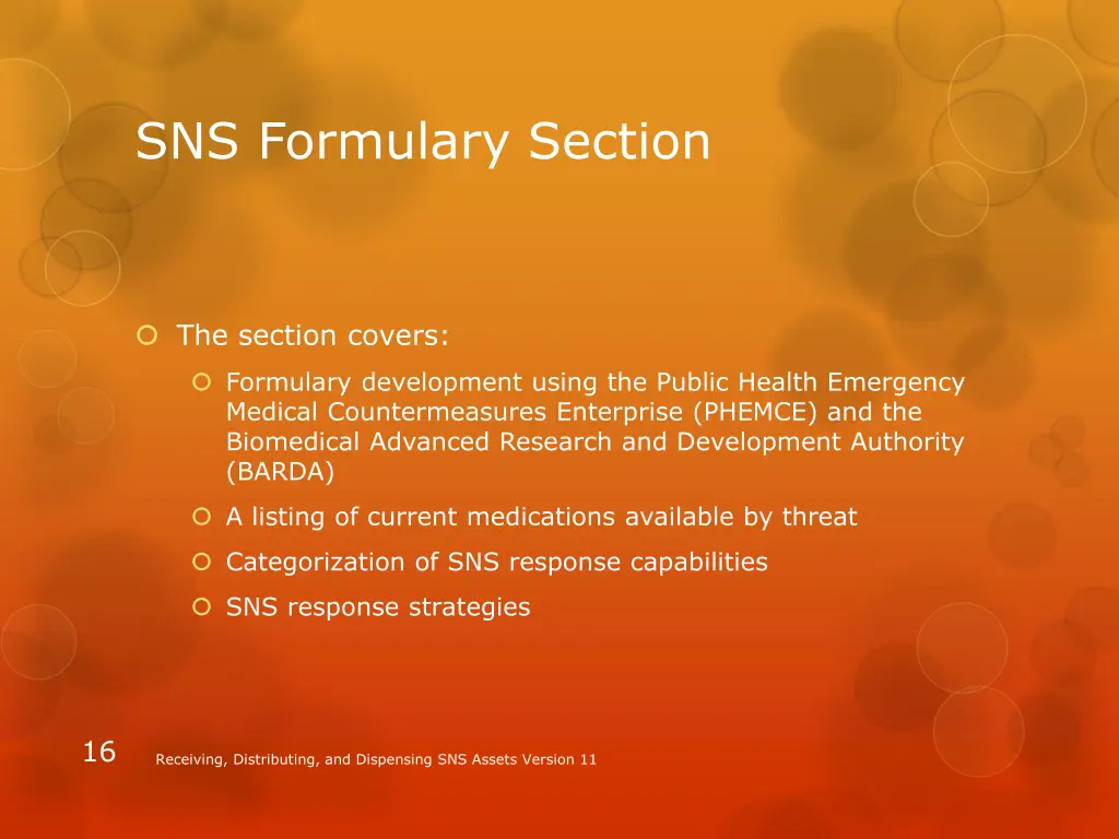 sns formulary section