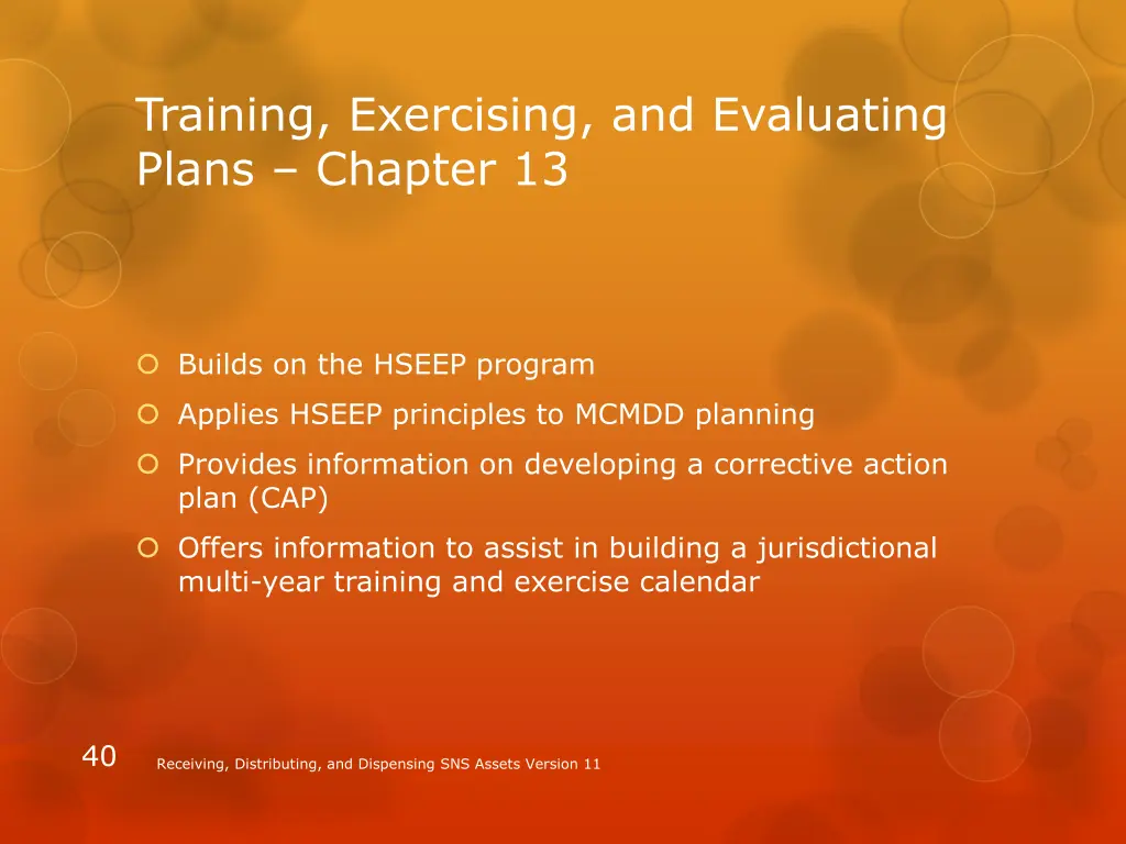 training exercising and evaluating plans chapter