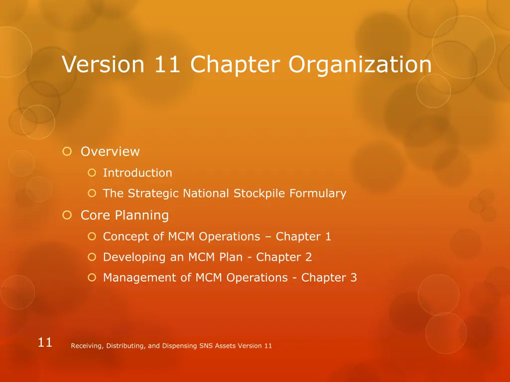version 11 chapter organization 1