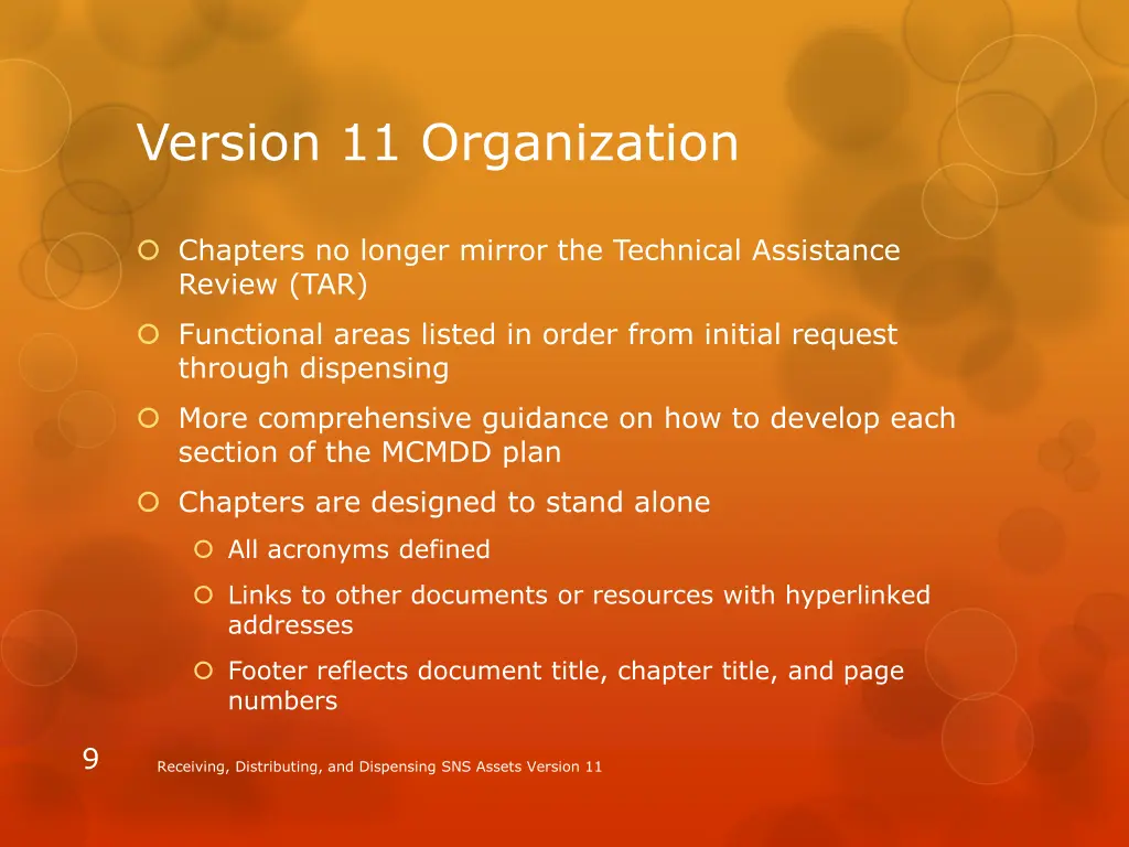 version 11 organization