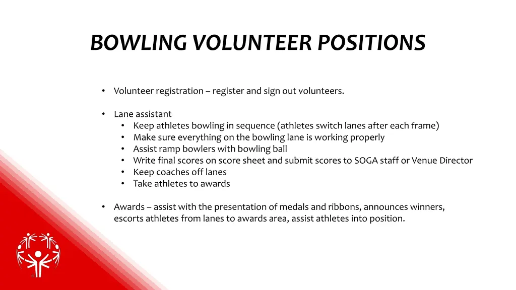 bowling volunteer positions