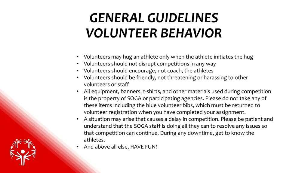 general guidelines volunteer behavior
