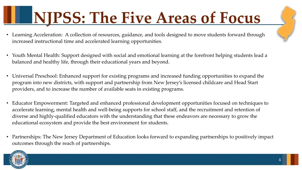 njpss the five areas of focus