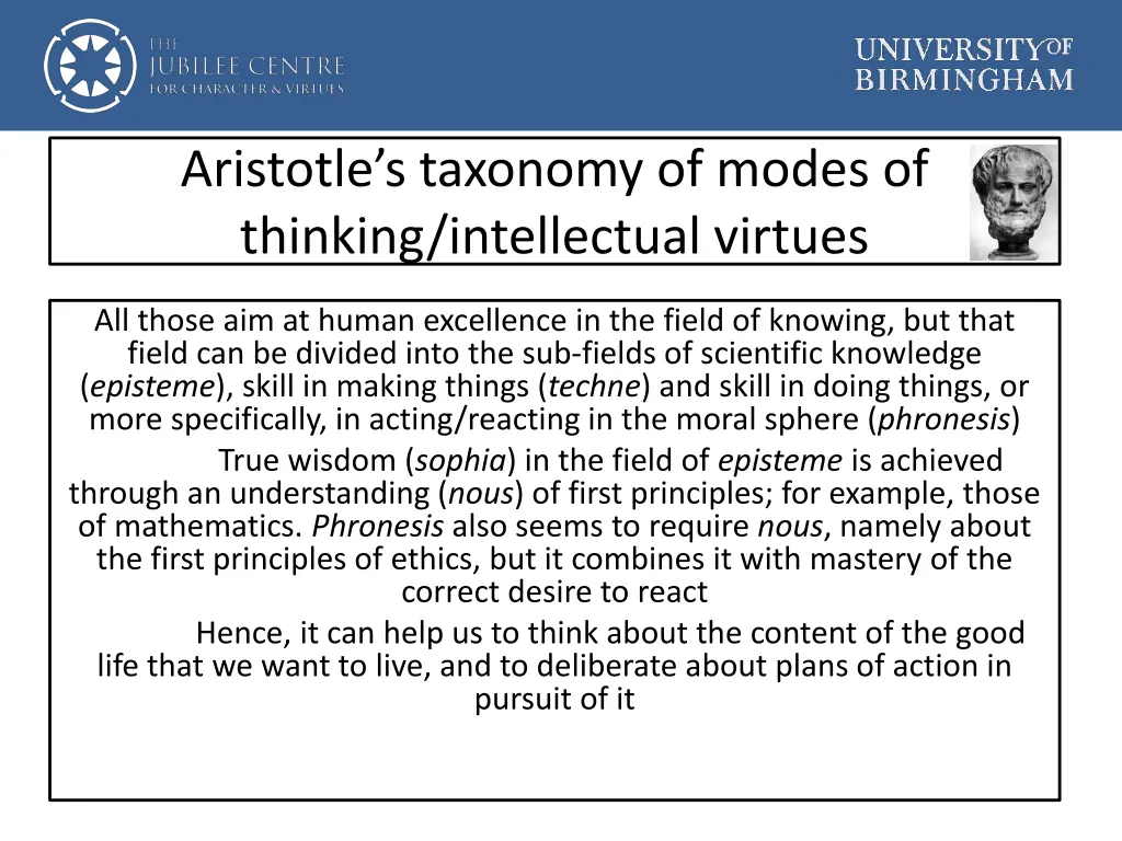 aristotle s taxonomy of modes of thinking