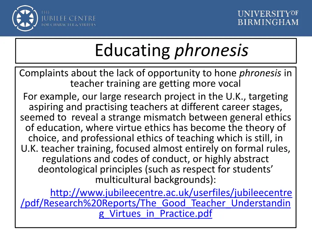 educating phronesis