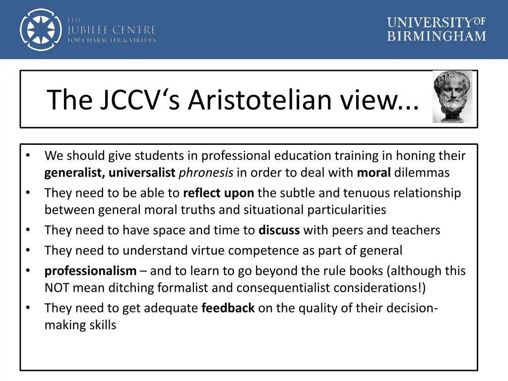 the jccv s aristotelian view
