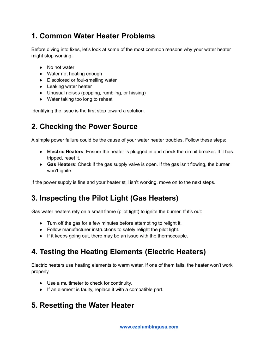 1 common water heater problems