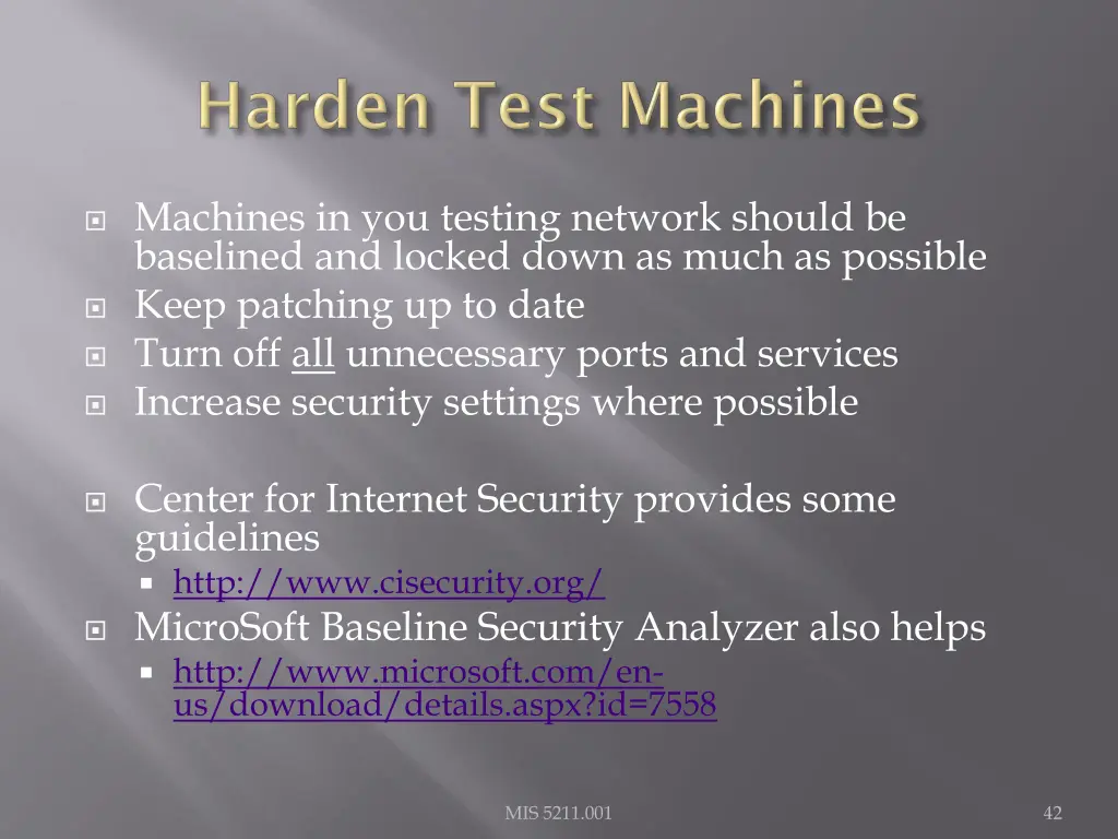 machines in you testing network should