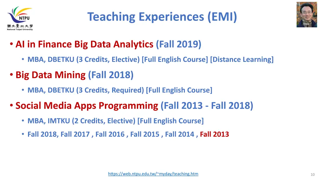 teaching experiences emi 1