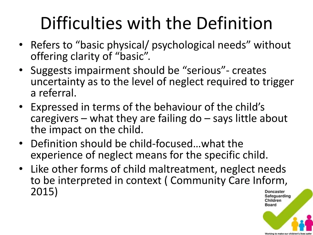 difficulties with the definition refers to basic