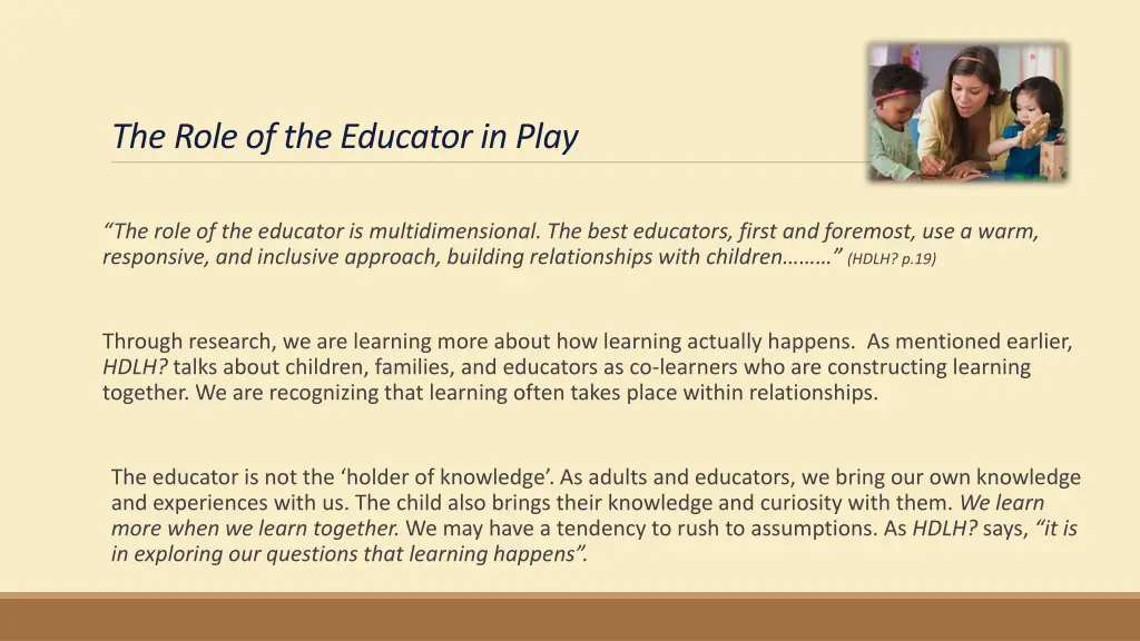 the role of the educator in play