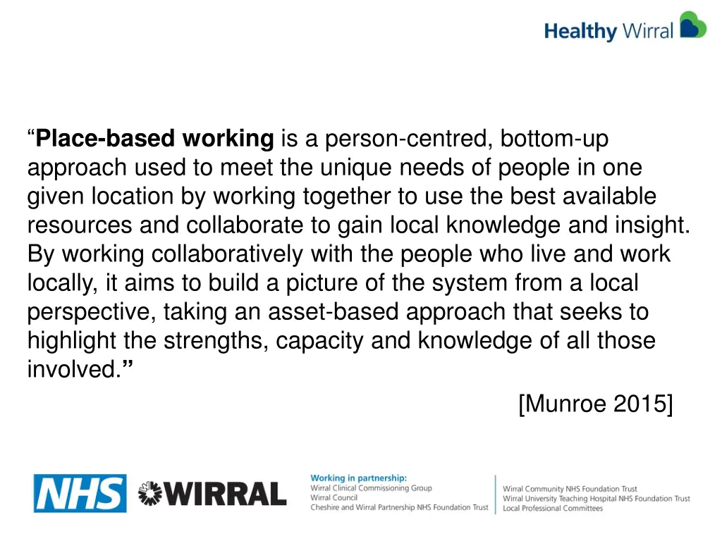 place based working is a person centred bottom