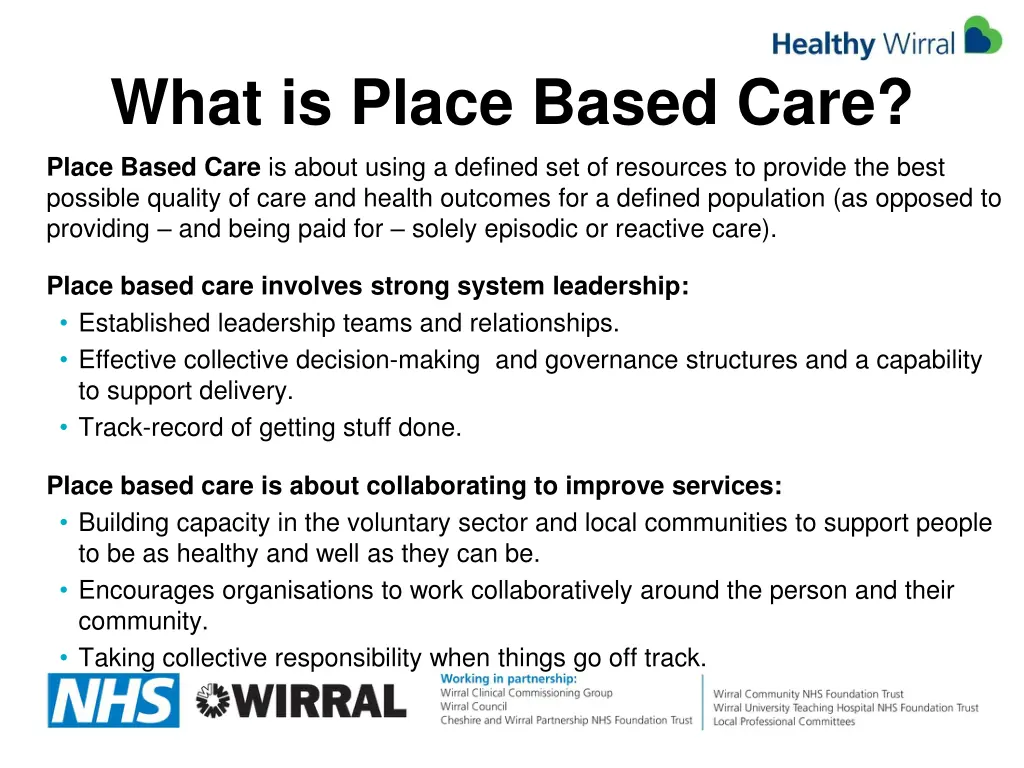what is place based care place based care
