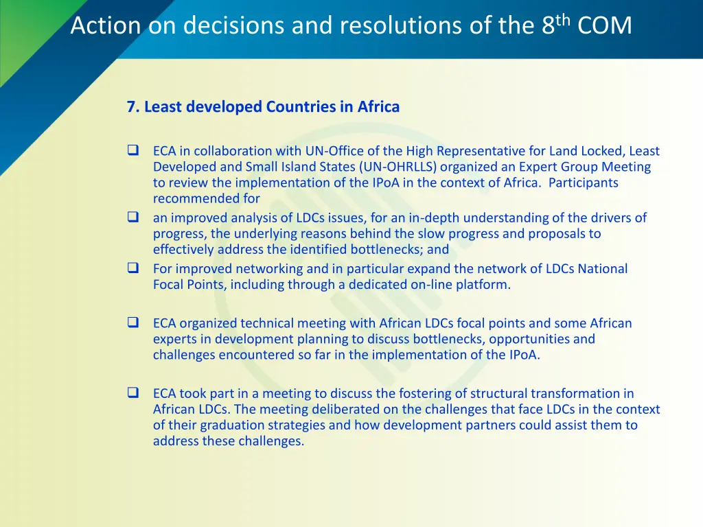 action on decisions and resolutions 6