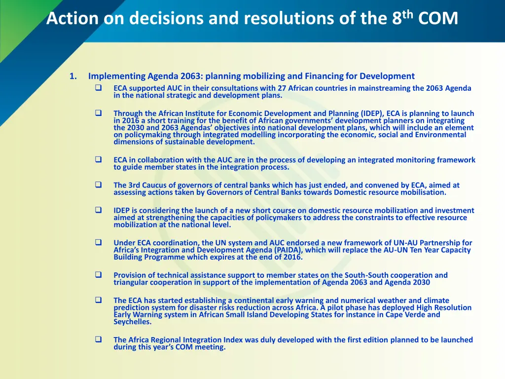 action on decisions and resolutions