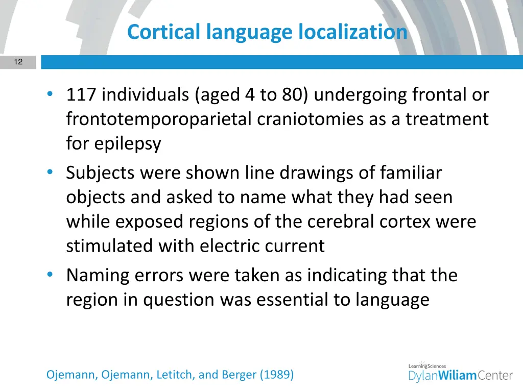 cortical language localization