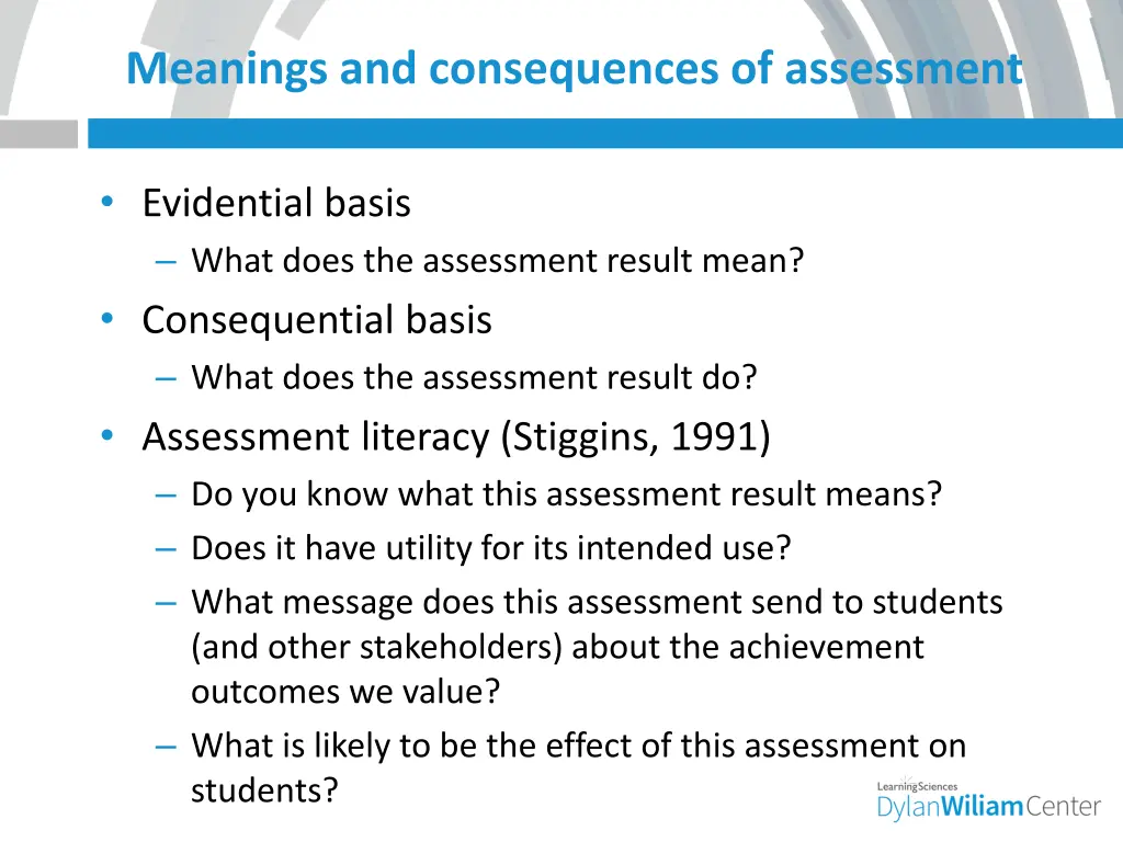 meanings and consequences of assessment