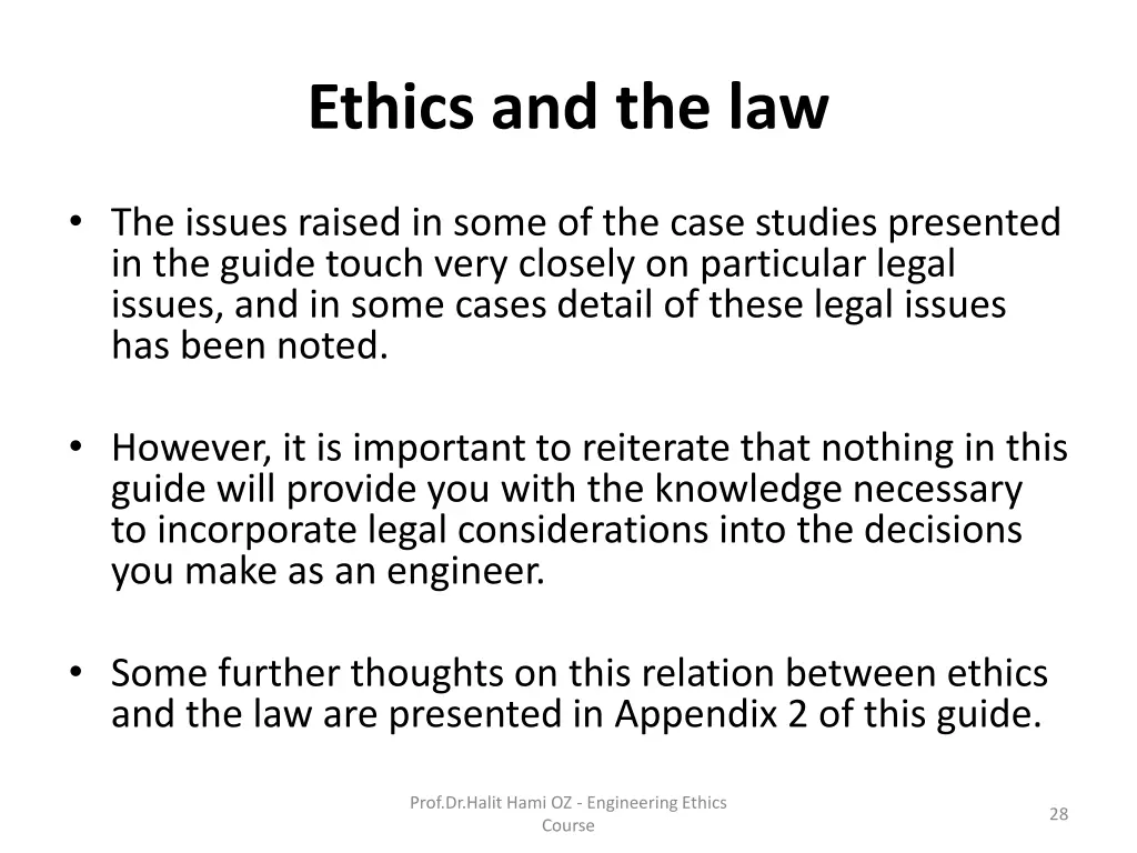 ethics and the law 1