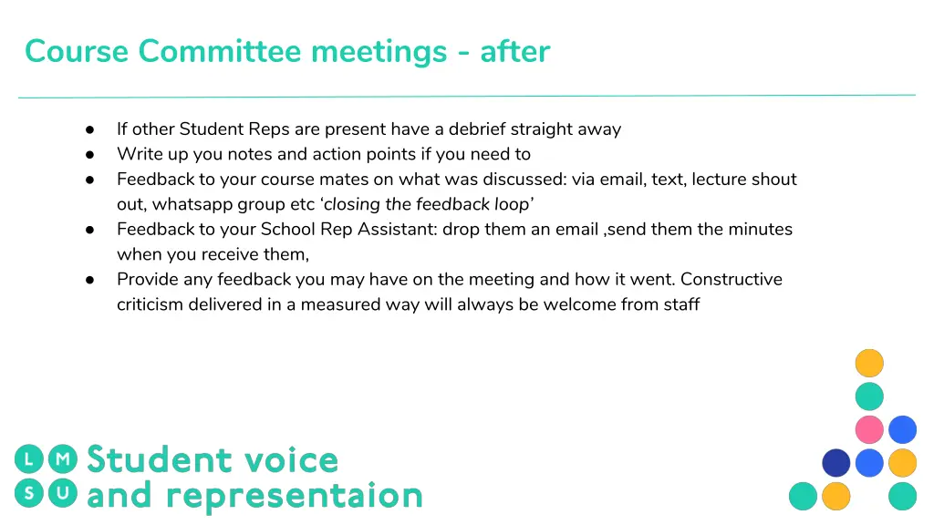 course committee meetings after