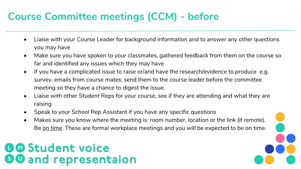 course committee meetings ccm before