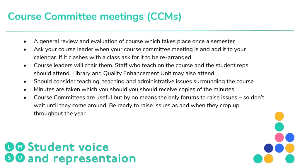 course committee meetings ccms