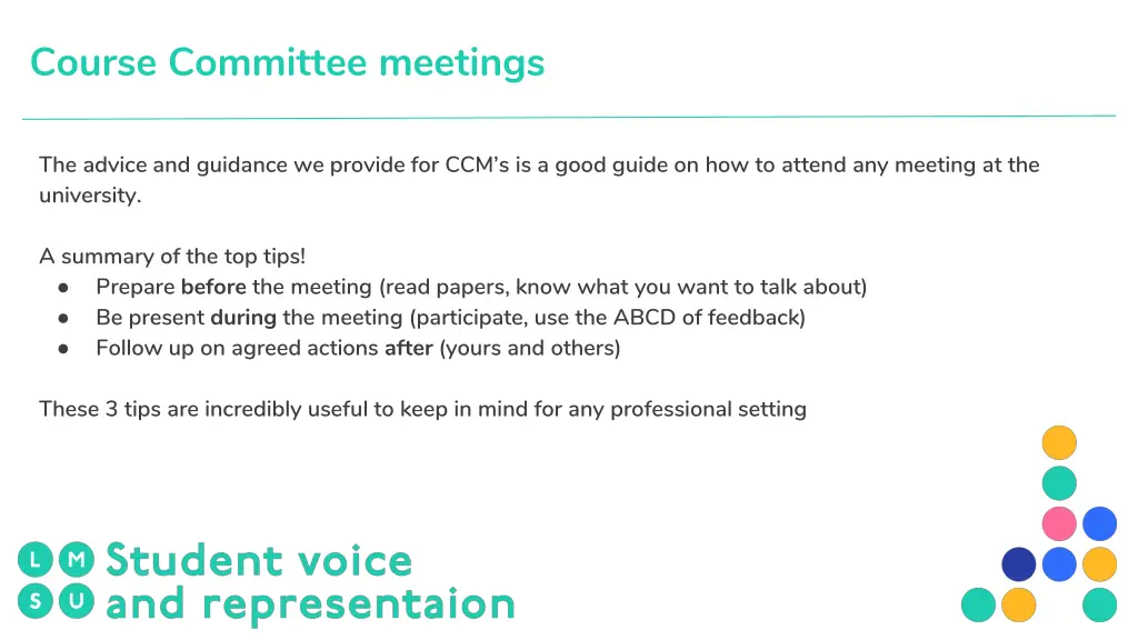 course committee meetings
