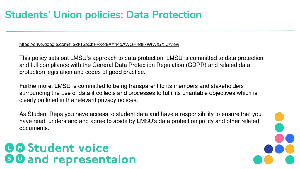 students union policies data protection