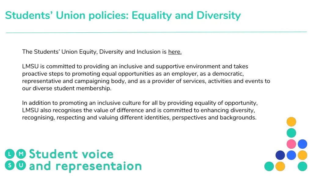 students union policies equality and diversity