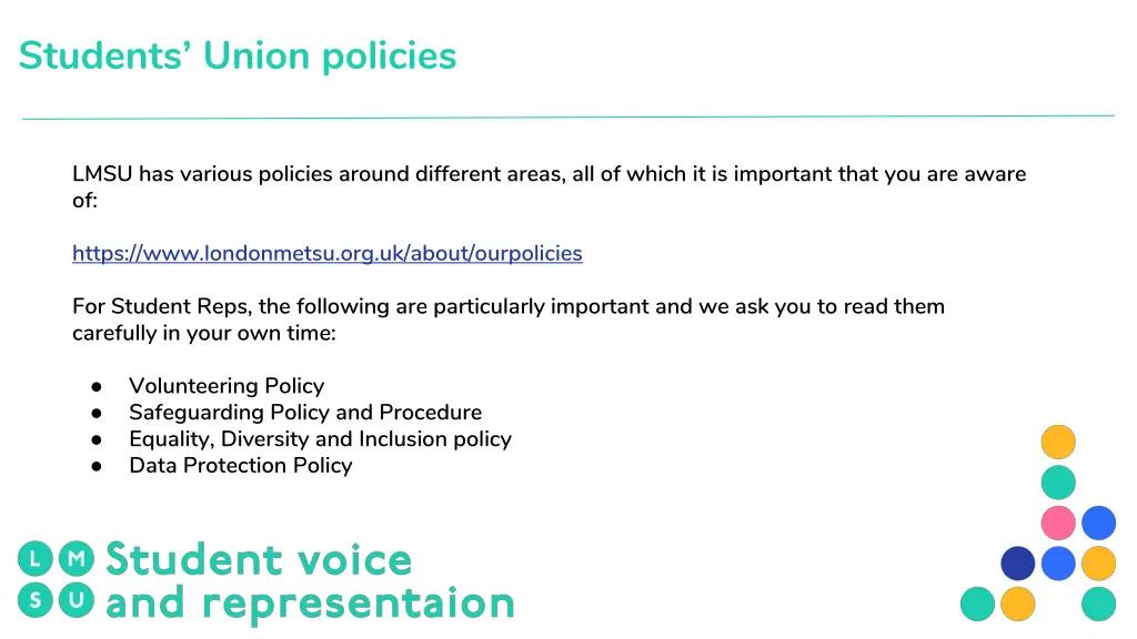 students union policies