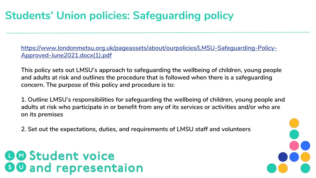 students union policies safeguarding policy