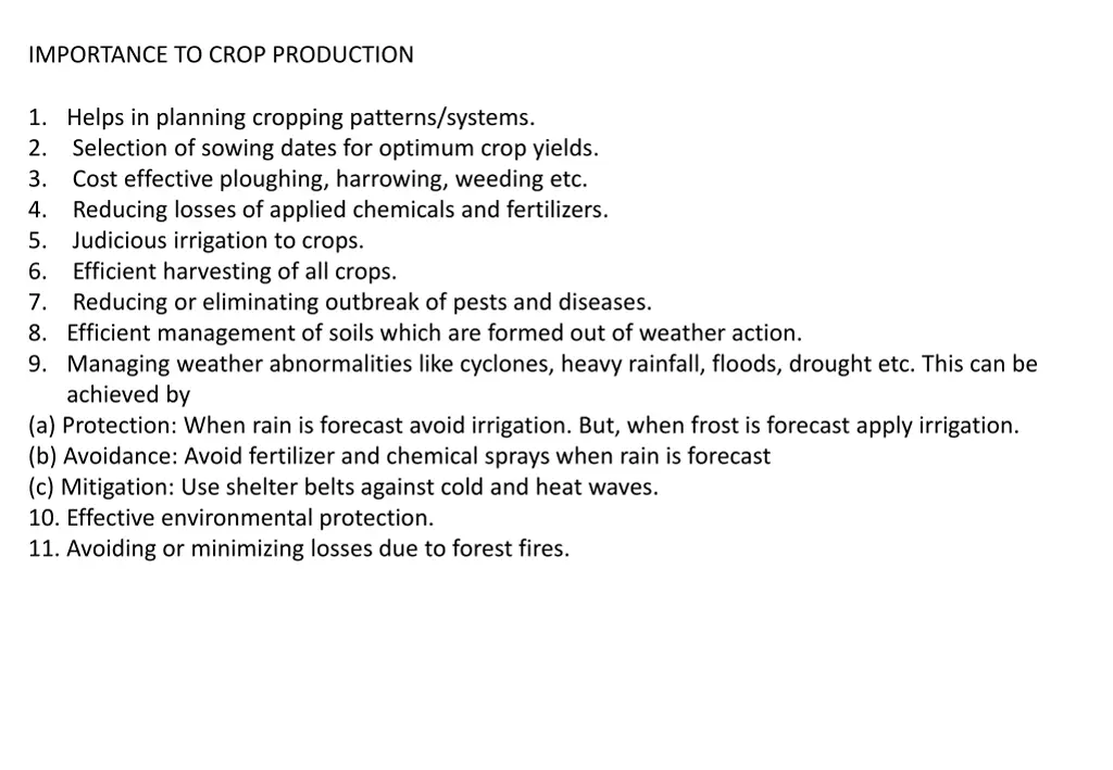 importance to crop production