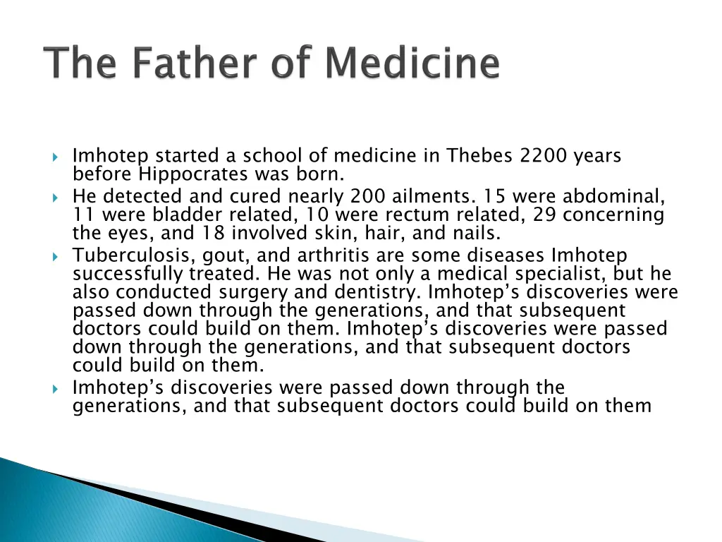 imhotep started a school of medicine in thebes