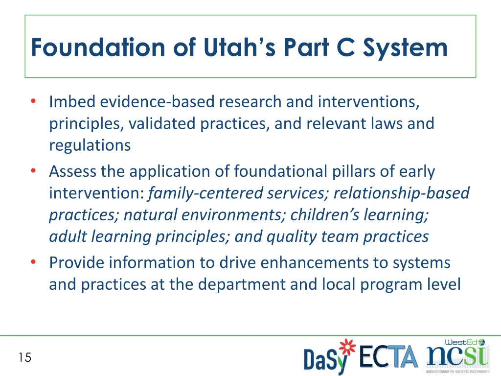 foundation of utah s part c system