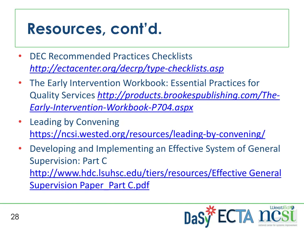 resources cont d