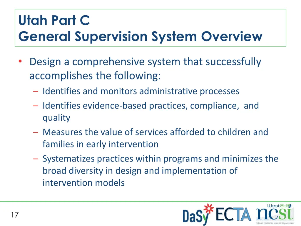 utah part c general supervision system overview