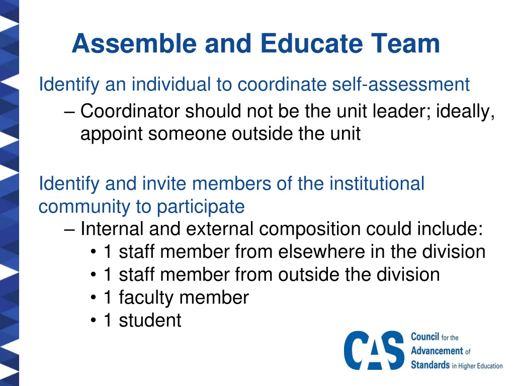 assemble and educate team 1