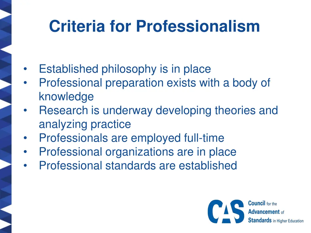 criteria for professionalism