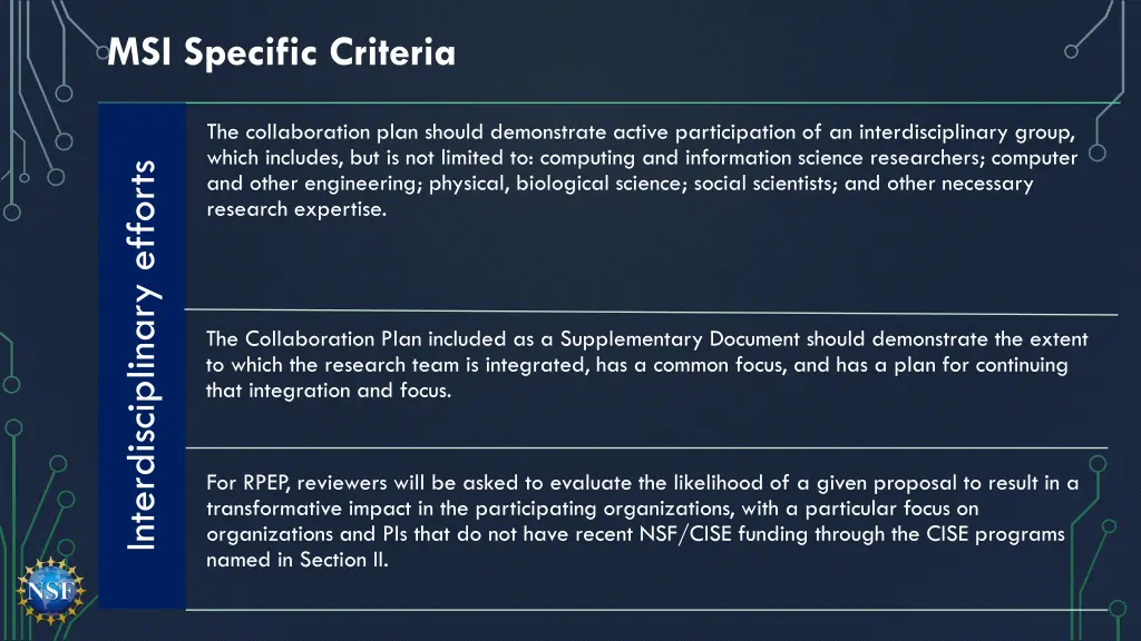 msi specific criteria 2