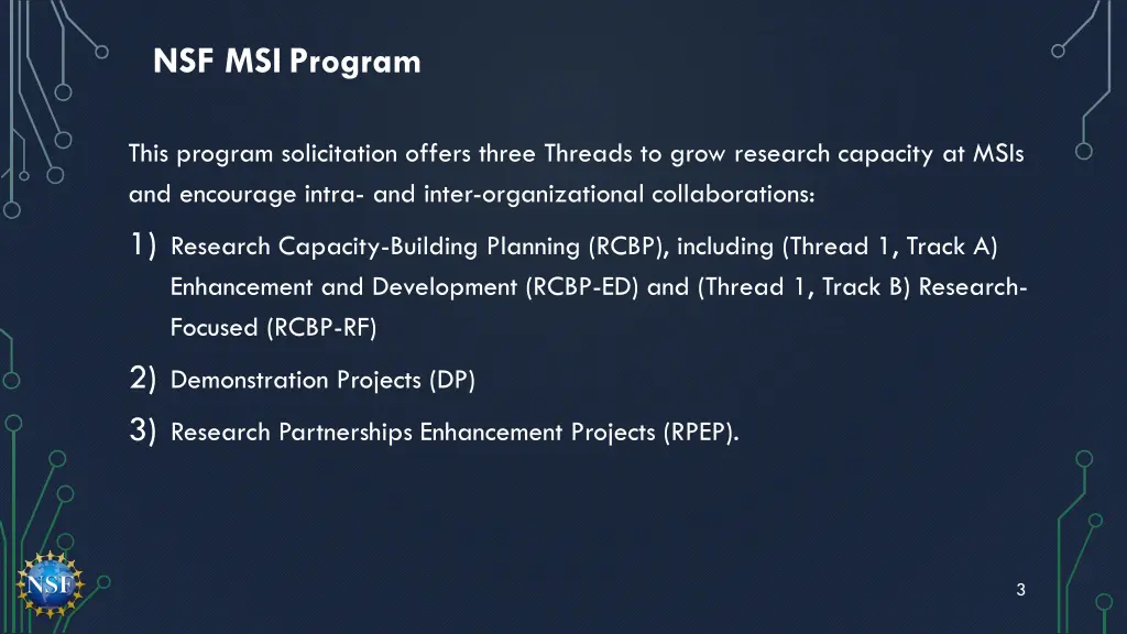 nsf msi program