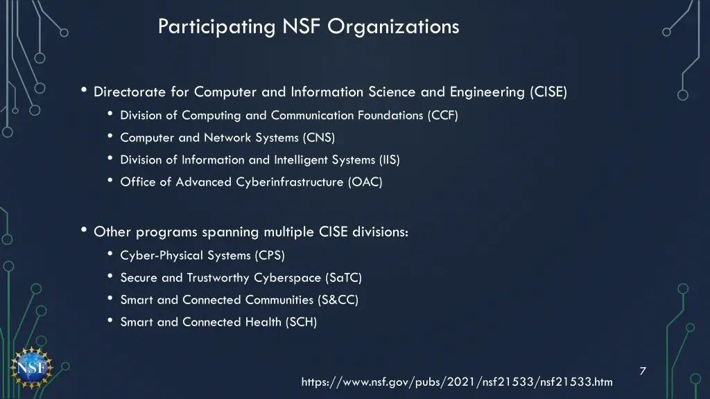 participating nsf organizations